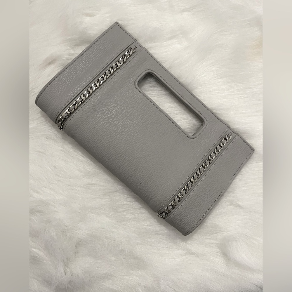 Gray clutch handbag